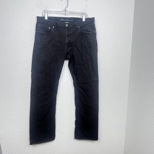 Eddie Bauer Straight Leg Jeans Mens 36x32 Black Denim Cotton Stretch Streetwear